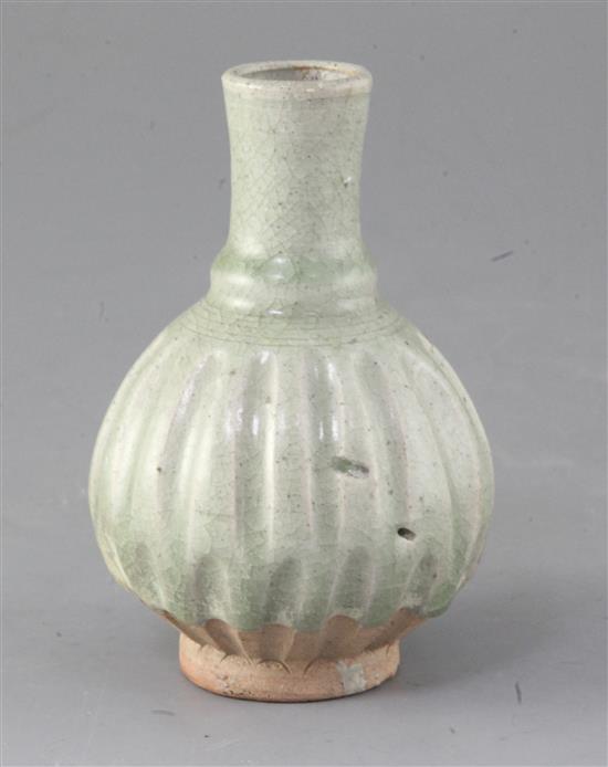 A Thai Sawankhalok celadon bottle vase, 15th century, 13cm high